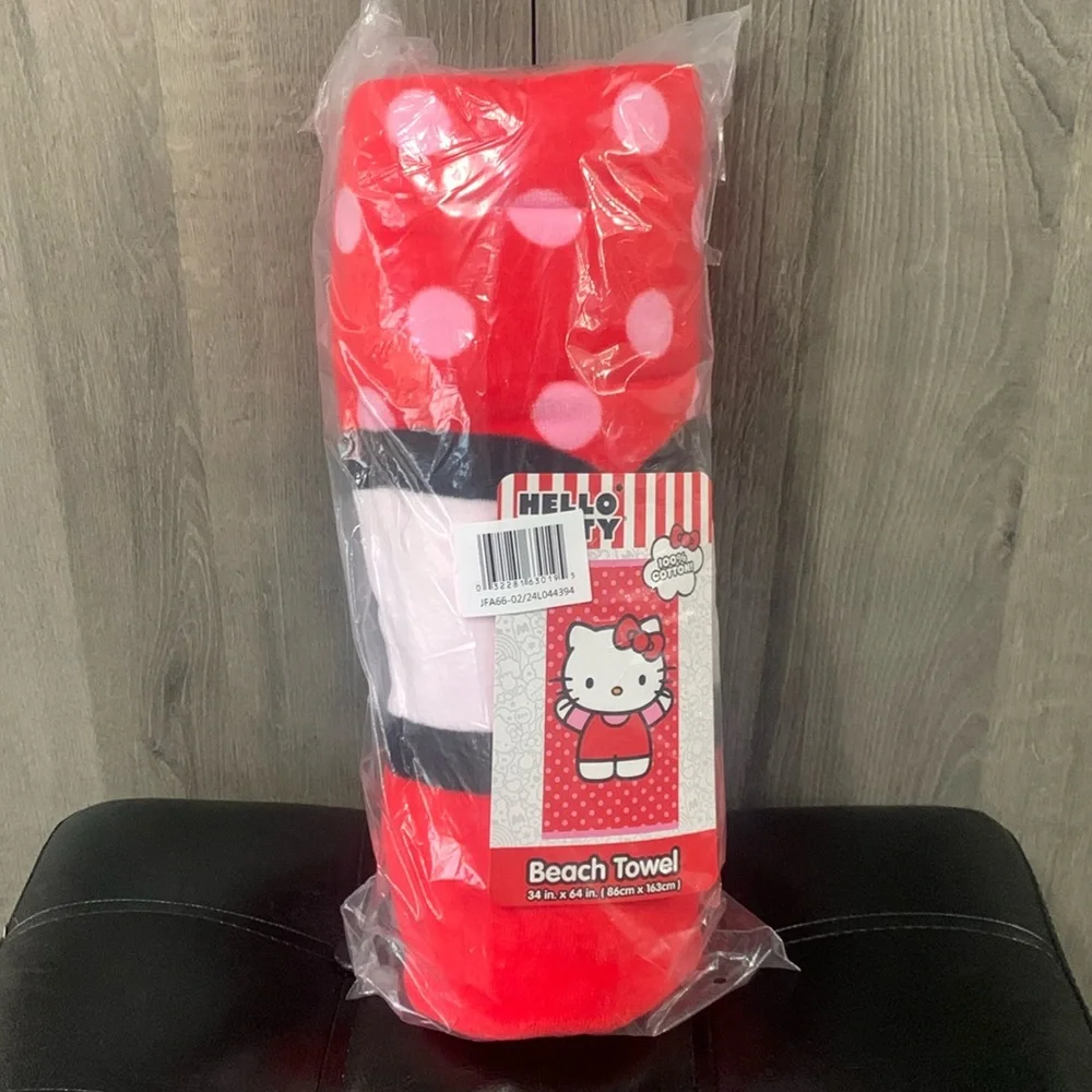 New Hello Kitty Red With Pink Polka Dots Large 34